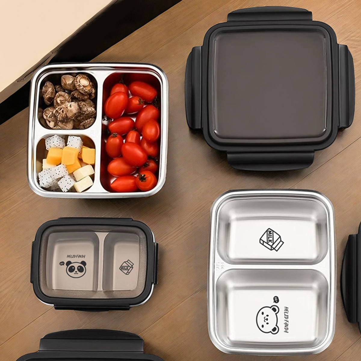 Food Storage Box Large - WORTHBUY 2/3 グリッド 304 ステンレス鋼弁当箱ポータブル漏れ防止食品容器大容量弁当箱学生大人