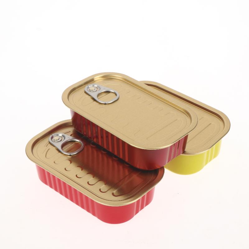 Food Storage Aluminum - 2 個の金属製長方形の空のミニブリキ箱密封された食品缶プルリングカバー付き多目的小型オーガナイザー収納ボックス