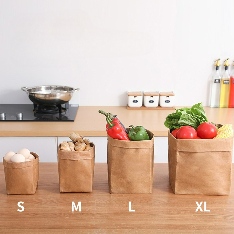Food Storage In Plants - クラフト紙袋 洗える紙製保存袋 再利用可能な食料品袋 食品、果物、野菜、植物、食料品、花、パンの包装用