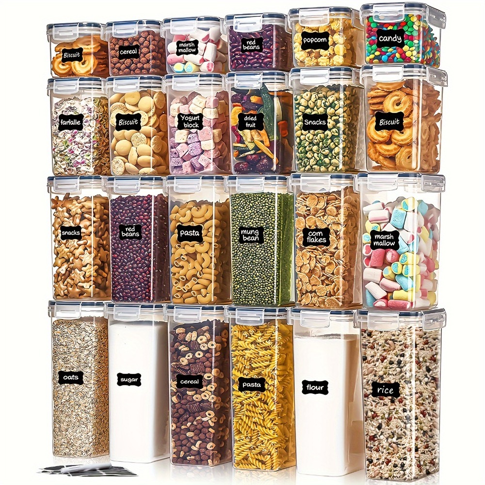 Food Storage Time - 24個入り食品保存容器 12箱 12蓋 気密パントリーオーガナイザー キッチンアクセサリー ガジェットツール
