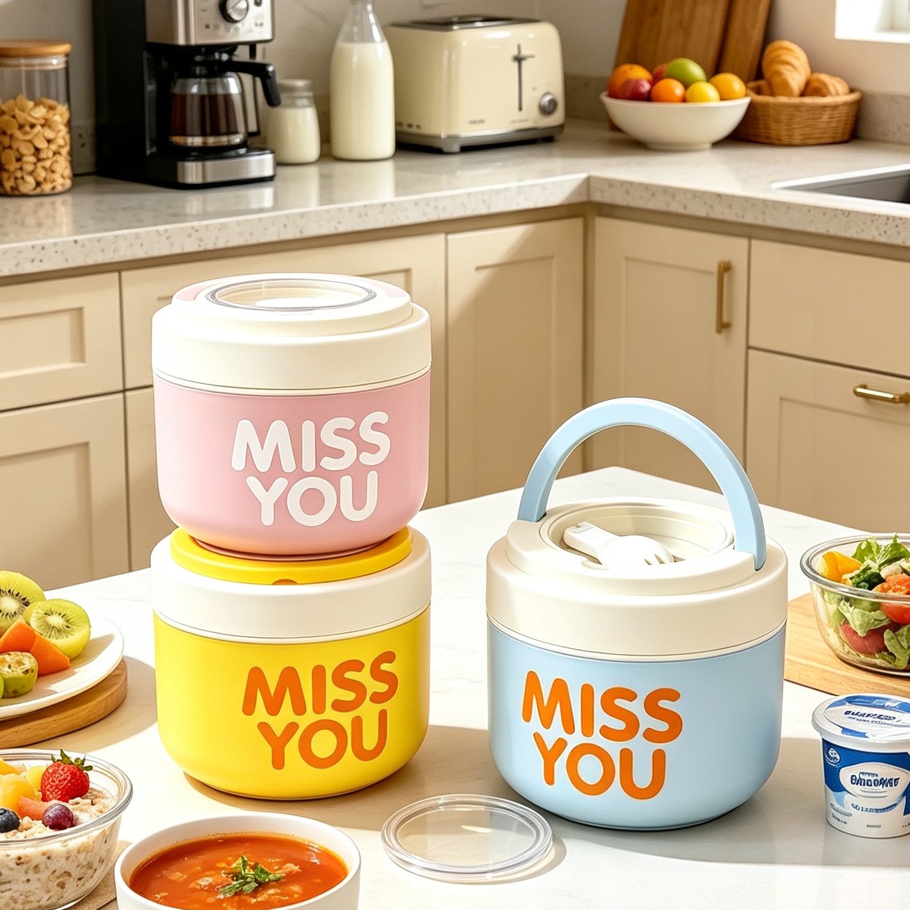 Food Storage Box Large - 304ステンレス製断熱朝食カップ、大容量鮮度保持ボウル、オフィスワーカー向け携帯用食品容器、ランチボックス、スープカップ、フルーツサラダ鮮度保持ランチボックス