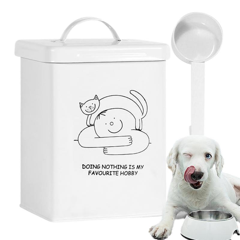 Food Storage Pet - 犬のフードストレージコンテナ,蓋とスプーン付きの防水収納容器,食品品質,ハンドル付きキッチンアクセサリー,5l