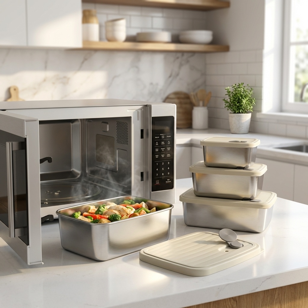 Food Storage Box Large - 大容量フードコンテナ 蓋付き 再利用可能 密閉型鮮度保持ボックス 電子レンジ対応 304ステンレス製弁当箱