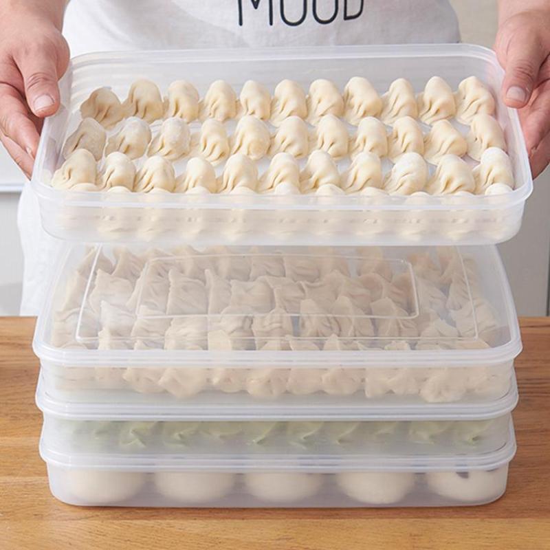 Food Storage Time - 透明なキッチン収納ボックス 冷蔵庫オーガナイザー 食品グレードのプラスチック容器 トレイ 果物、野菜、肉、餃子用 C