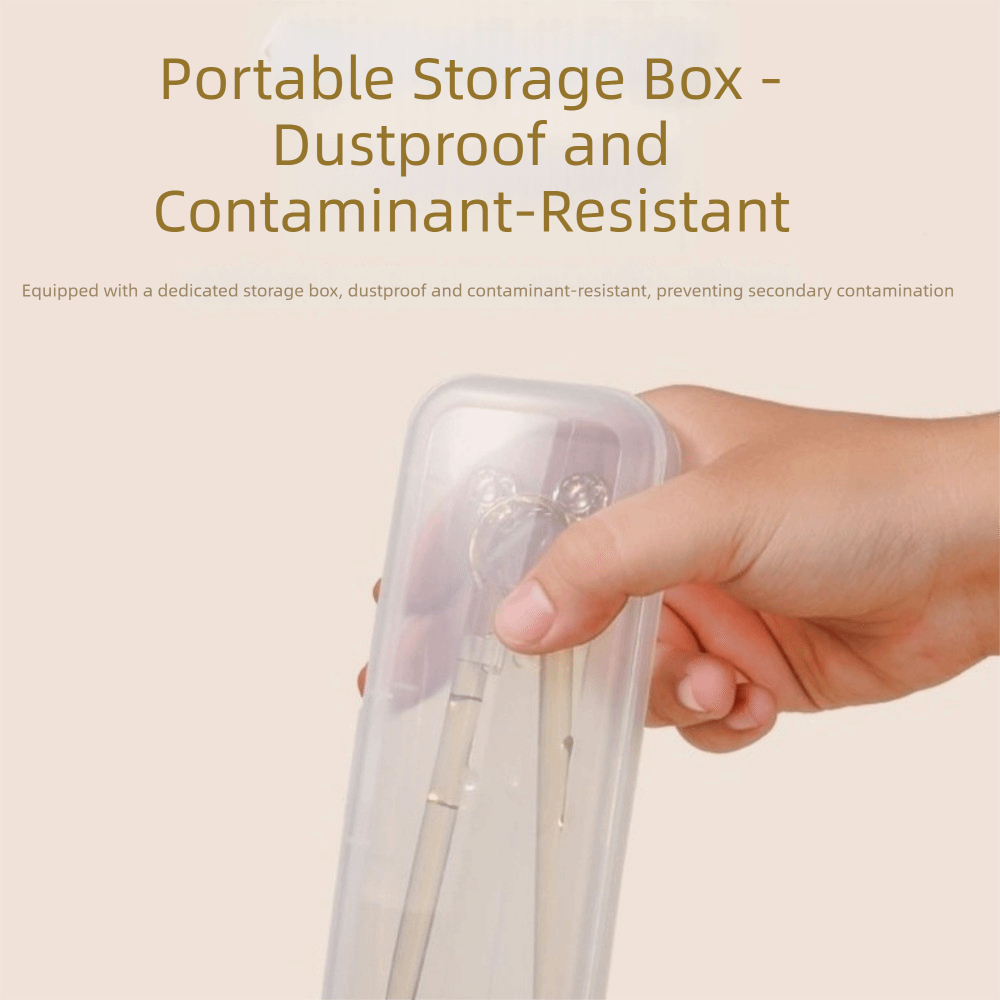 Food Storage And Temperature - 2 ピース/セット滑り止めトレーニング箸食品グレードのクマの形の箸高温耐性収納ボックス付き