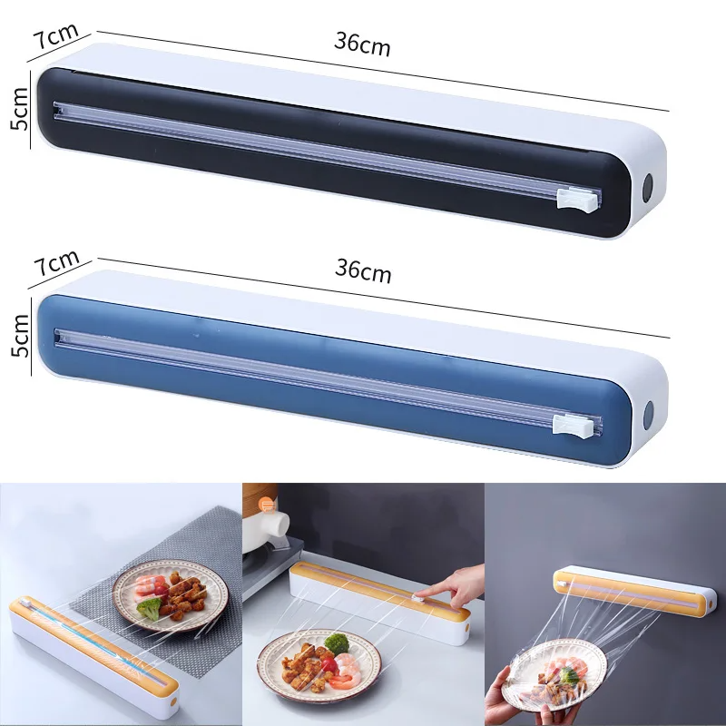 Food Storage Aluminum - 食品フィルムディスペンサー カッター付き磁気プラスチックラップディスペンサー 収納ボックス アルミホイルストレッチフィルムカッター収納ホルダー