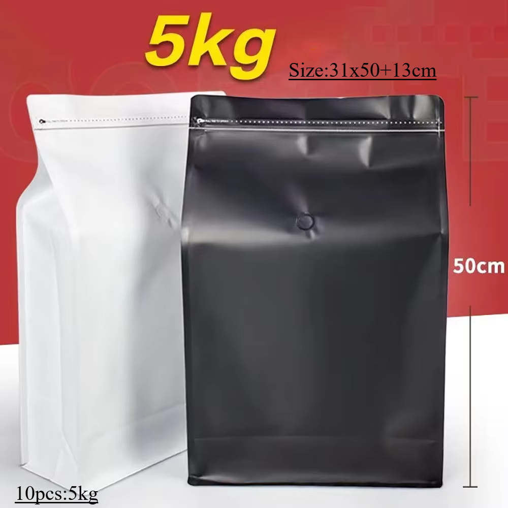 Food Storage Aluminum - 10 個 5 キロジップロックコーヒー豆粉末ペットフードアルミ箔包装バルブ付きドライフードフラットボタン収納再密封可能なバッグ