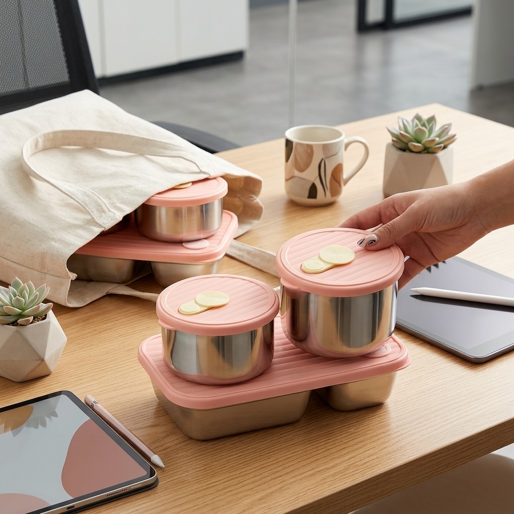 Food Storage Prep Containers - 電子レンジ対応 304ステンレス製ランチボックスセット 弁当箱 食事準備用食品保存容器 子供 大人