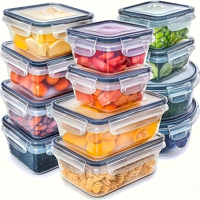 Food Storage Time - 8個セットには、4つの容器と4つの蓋が含まれています。気密食品保存容器、キッチン冷蔵庫オーガナイザー、果物、野菜、キャンプ用。