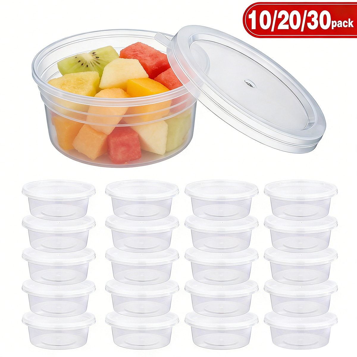 Food Storage Time - 10/20/30個入り小型スライム容器（蓋付き）、調味料容器、食品保存用プラスチックポーションカップ