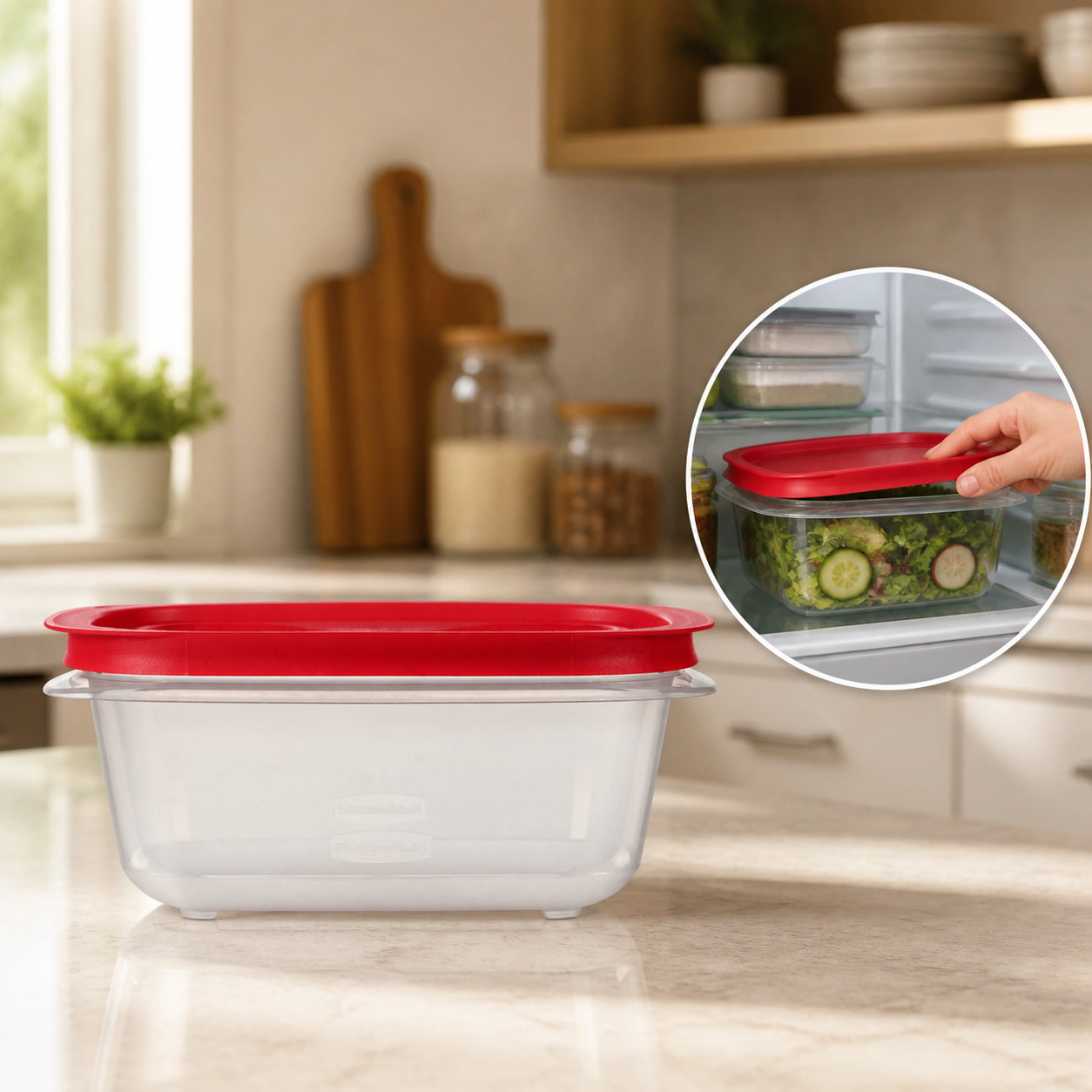 Food Storage Prep Containers - 5.26カップ長方形食品保存容器、赤いイージーストア蓋付き、積み重ね可能なキッチン用ミールプレップボックス