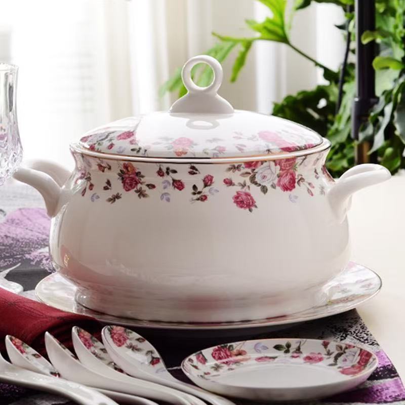 Food Storage In Plants - 9インチ、ボーンチャイナ製の食品保存用ボウル、クラシックなディナーサービングボウル、磁器製のフードボックス、スープ用の大きなセラミックボウル