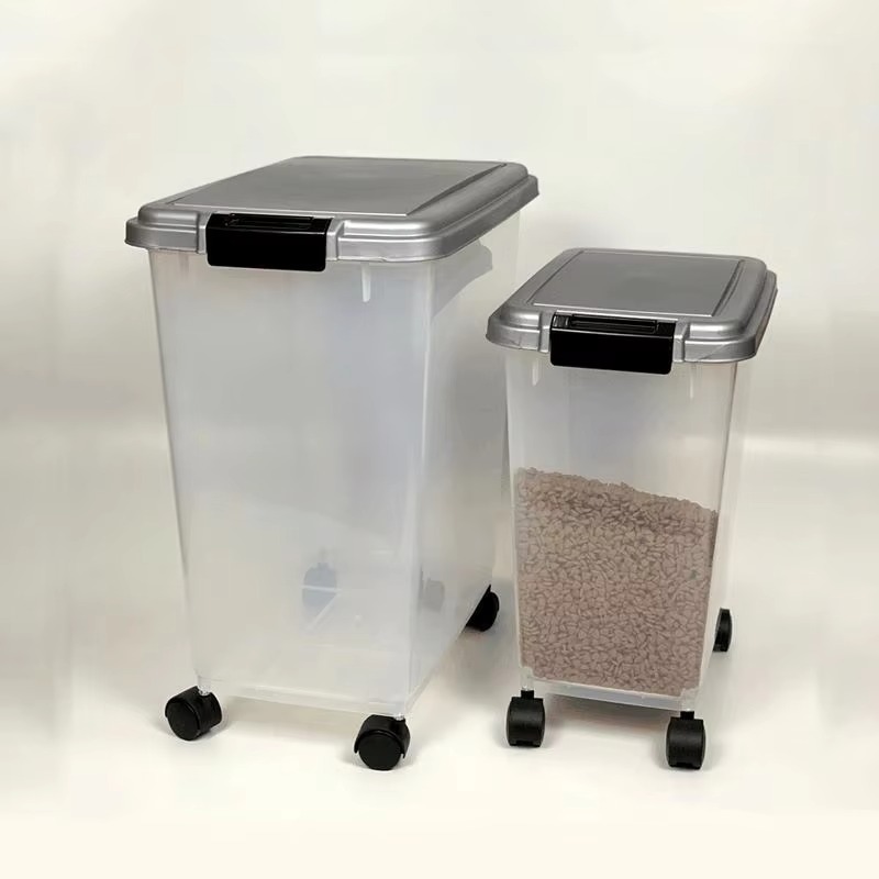 Food Storage Pet - ペットフード収納容器（キャスター付き）メーカー卸売 S M プラスチック製 猫犬用ペットフードビン