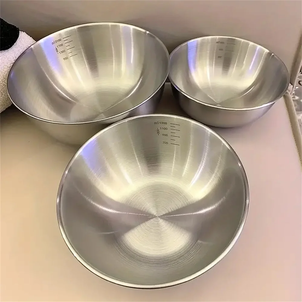 Food Storage Home - 1～3個のステンレス製ボウルセット、計量機能付き、調理、ベーキング、食品保存用、大容量ミキシングボウル、家庭用キッチン必需品