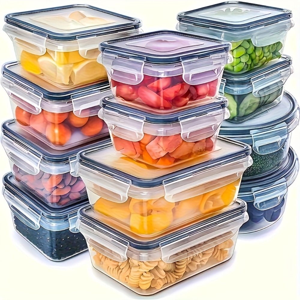 Food Storage Prep Containers - 1個入り密閉食品保存容器（蓋付き）、漏れ防止弁当箱、電子レンジ対応の食事準備用冷蔵庫オーガナイザー