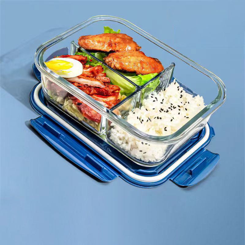 Food Storage Containers Glass - 新しいスタイル弁当箱ガラス 1050 ミリリットル電子レンジ弁当箱食品保存箱学校食品容器コンパートメント