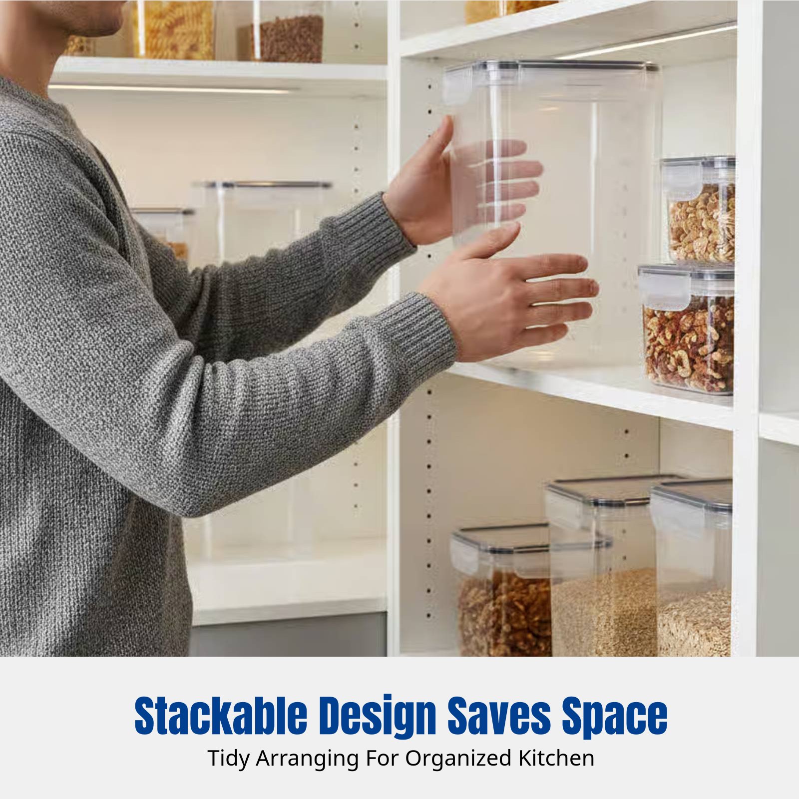気密食品保存容器セット、大容量、透明、積み重ね可能、冷蔵庫用 - Food Storage Kitchen のレビューと価格