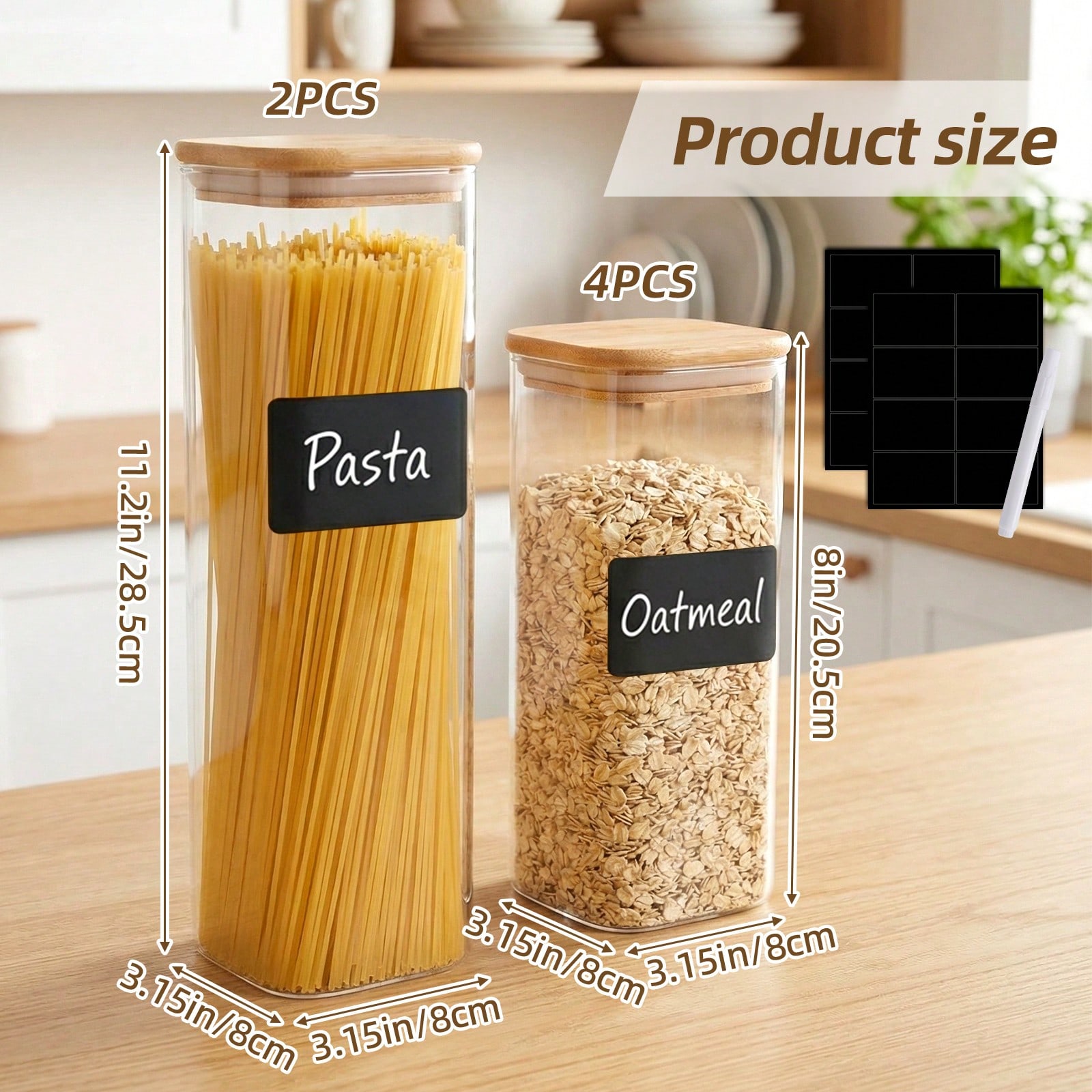 6/12個入りガラス製食品保存容器（蓋付き）、小麦粉、砂糖、 - Food Storage Containers Glass のレビューと価格