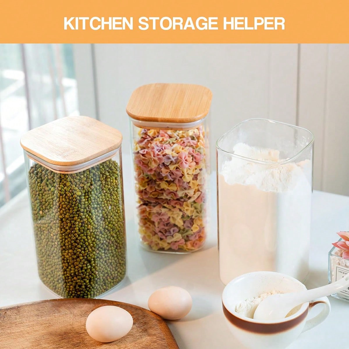 6個セットガラス製食品保存容器 モダンな正方形ガラスキャニス - Food Storage Containers Glass のレビューと価格