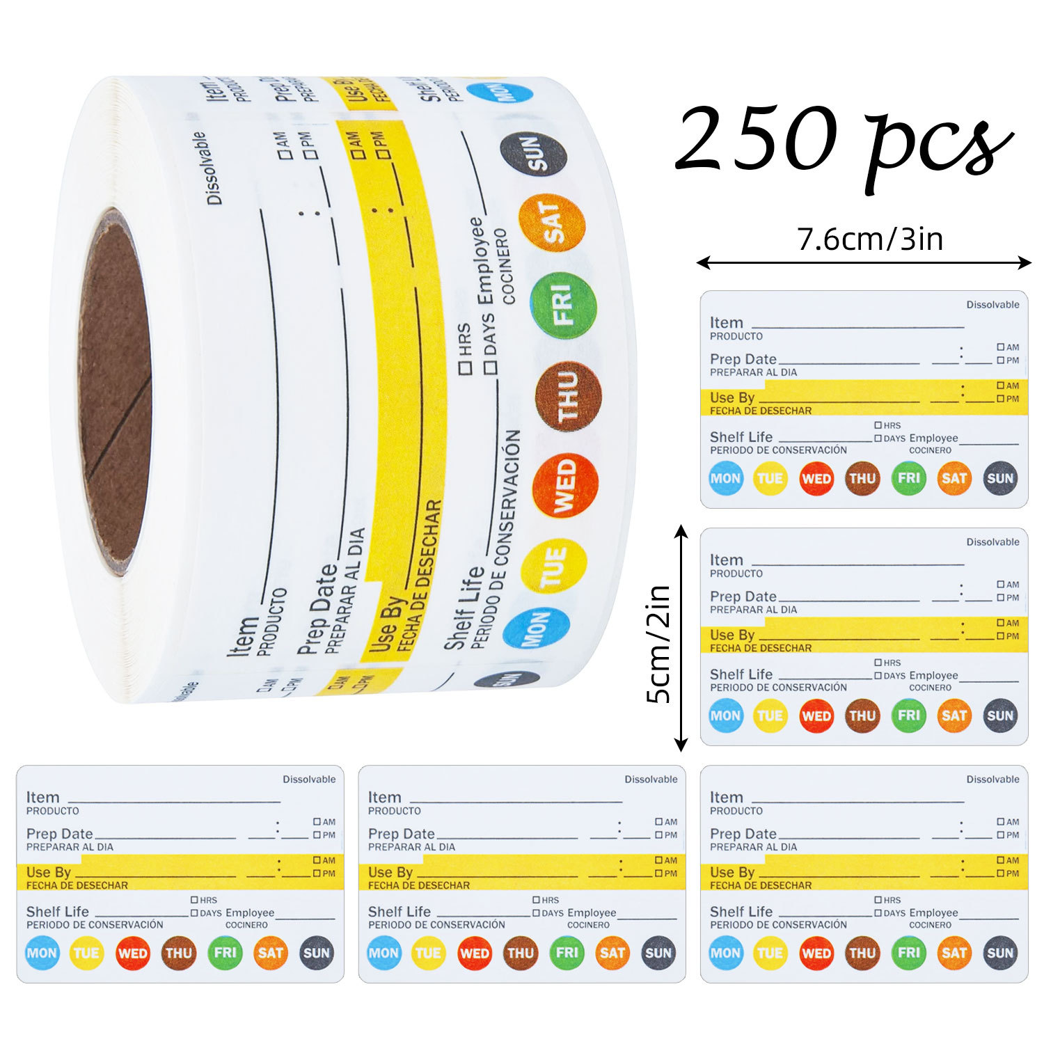 250 個/ロール食品日付ラベル防水食品準備ステッカーキッチ - Food Storage Labels のレビューと価格