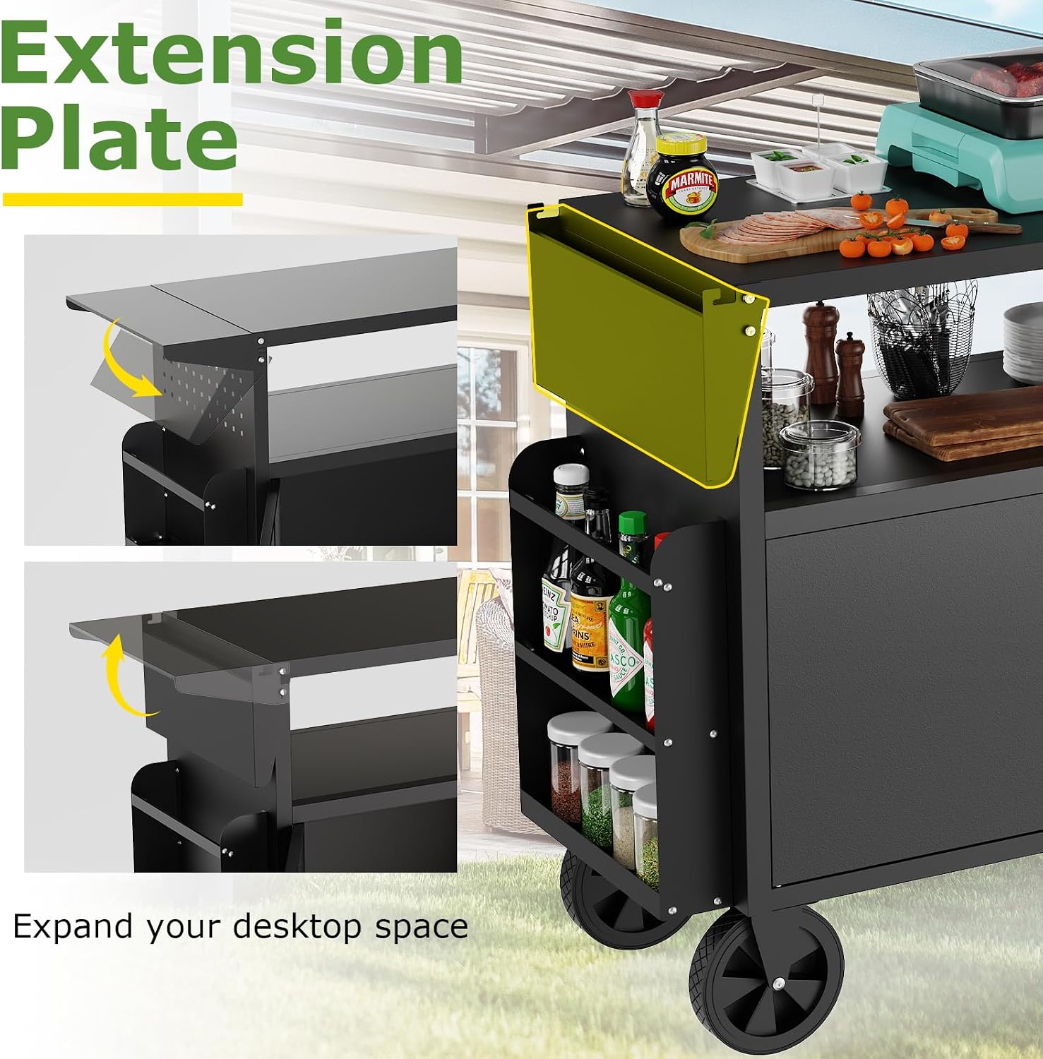 屋外グリルカートテーブル、収納付きキッチンアイランド、ホイー - Food Storage Kitchen のレビューと価格