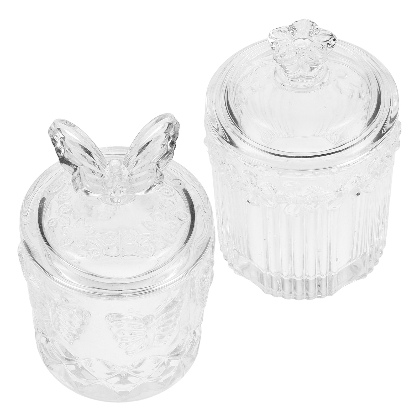 2個セット エンボス加工ガラスジャー 密閉食品保存容器 透明 - Food Storage Containers Glass のレビューと価格