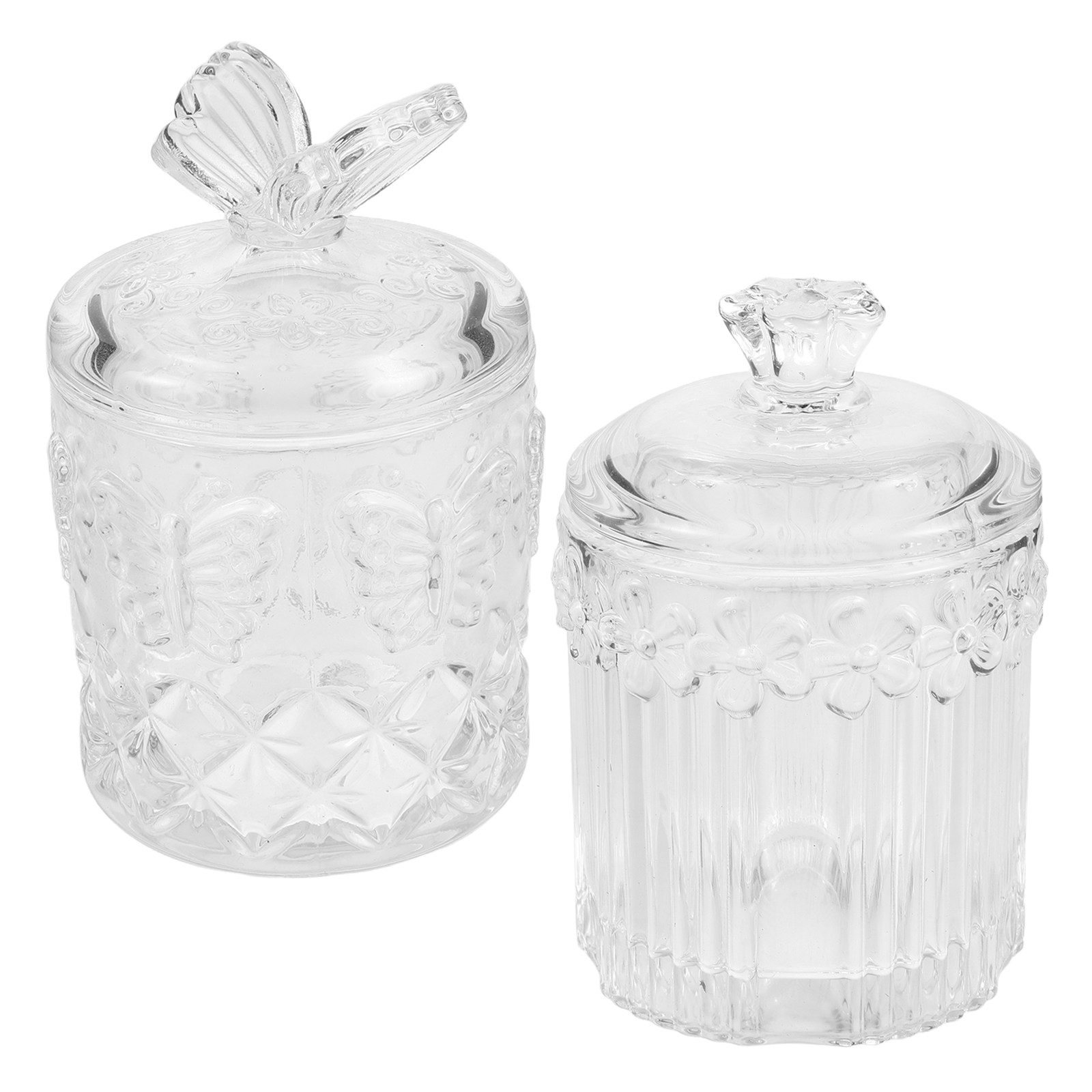 2個セット エンボス加工ガラスジャー 密閉食品保存容器 透明 - Food Storage Containers Glass のレビューと価格