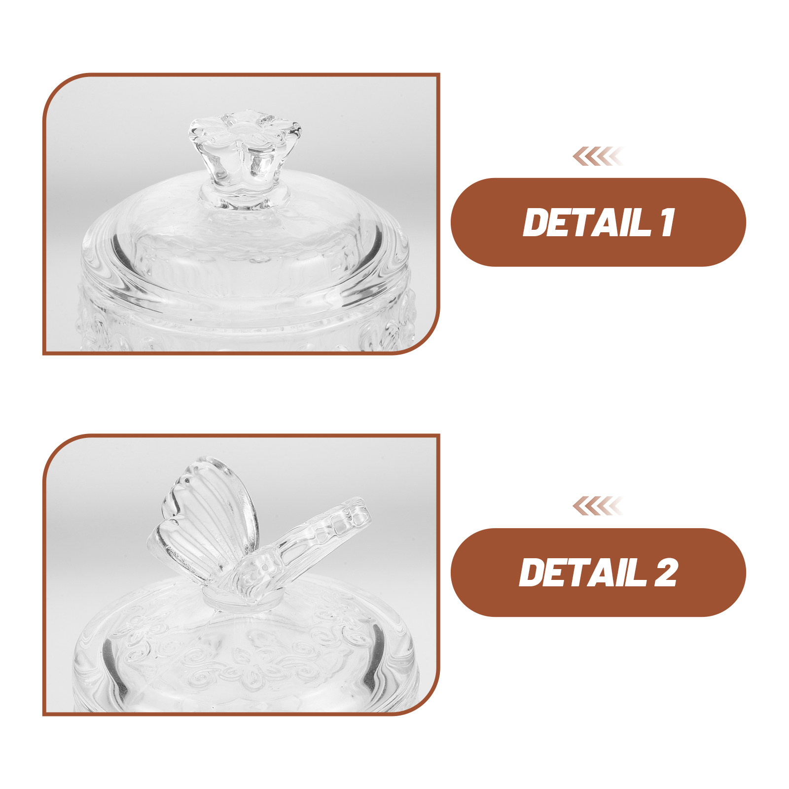2個セット エンボス加工ガラスジャー 密閉食品保存容器 透明 - Food Storage Containers Glass のレビューと価格