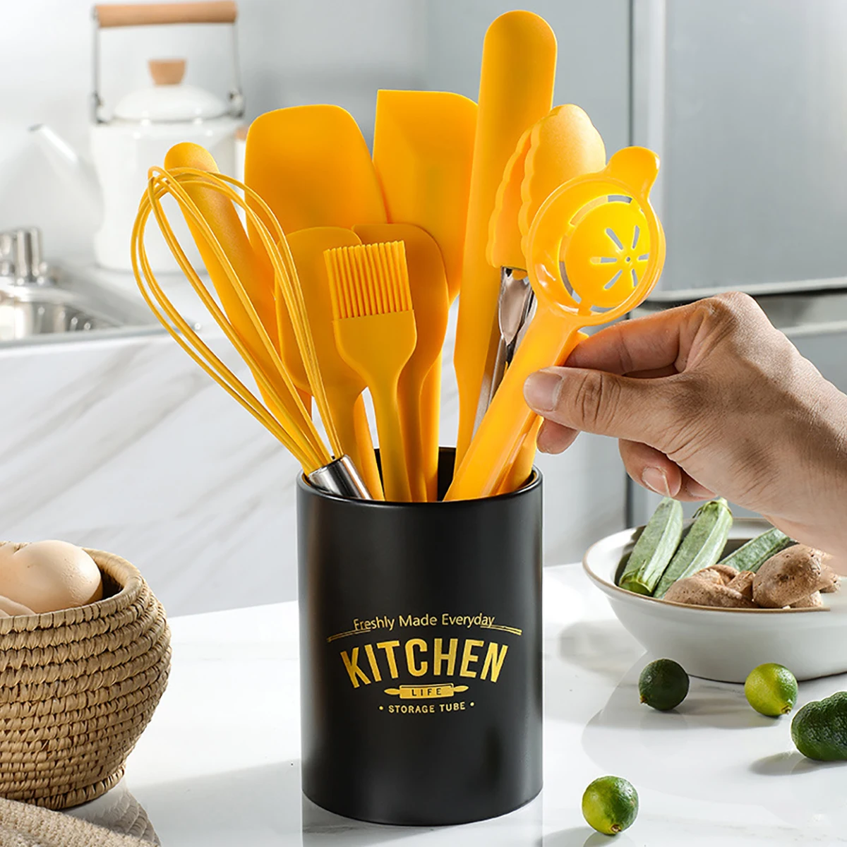 10個入り イエロー キッチン用品セット シリコン製ベーキン - Food Storage Yellow のレビューと価格