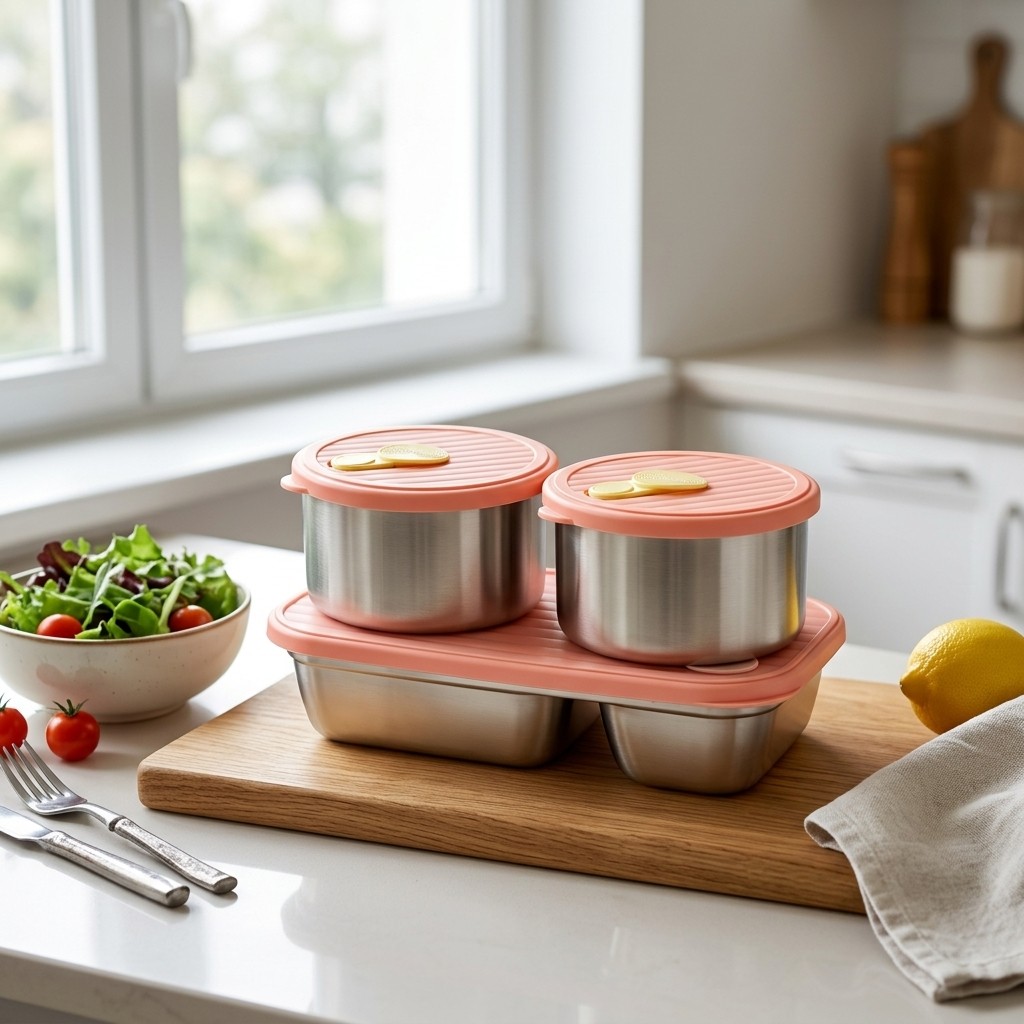 電子レンジ対応 304ステンレス製ランチボックスセット 弁当 - Food Storage Prep Containers のレビューと価格