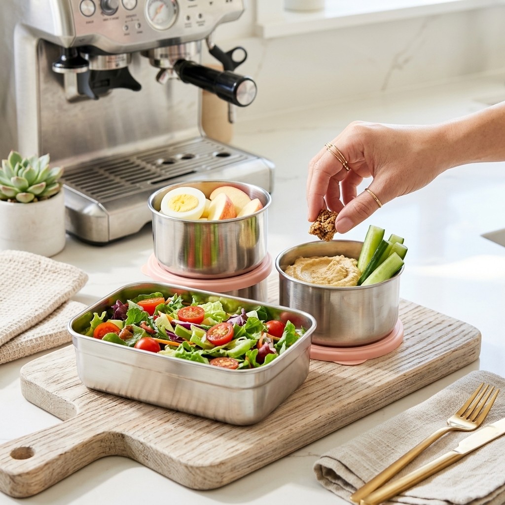 電子レンジ対応 304ステンレス製ランチボックスセット 弁当 - Food Storage Prep Containers のレビューと価格