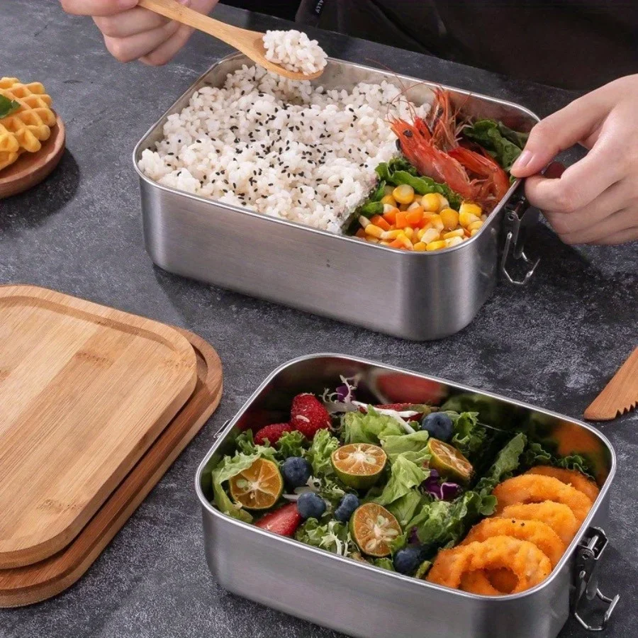 新しい304ステンレス製竹製蓋付きランチボックス、和風蓋付き - Food Storage Time のレビューと価格