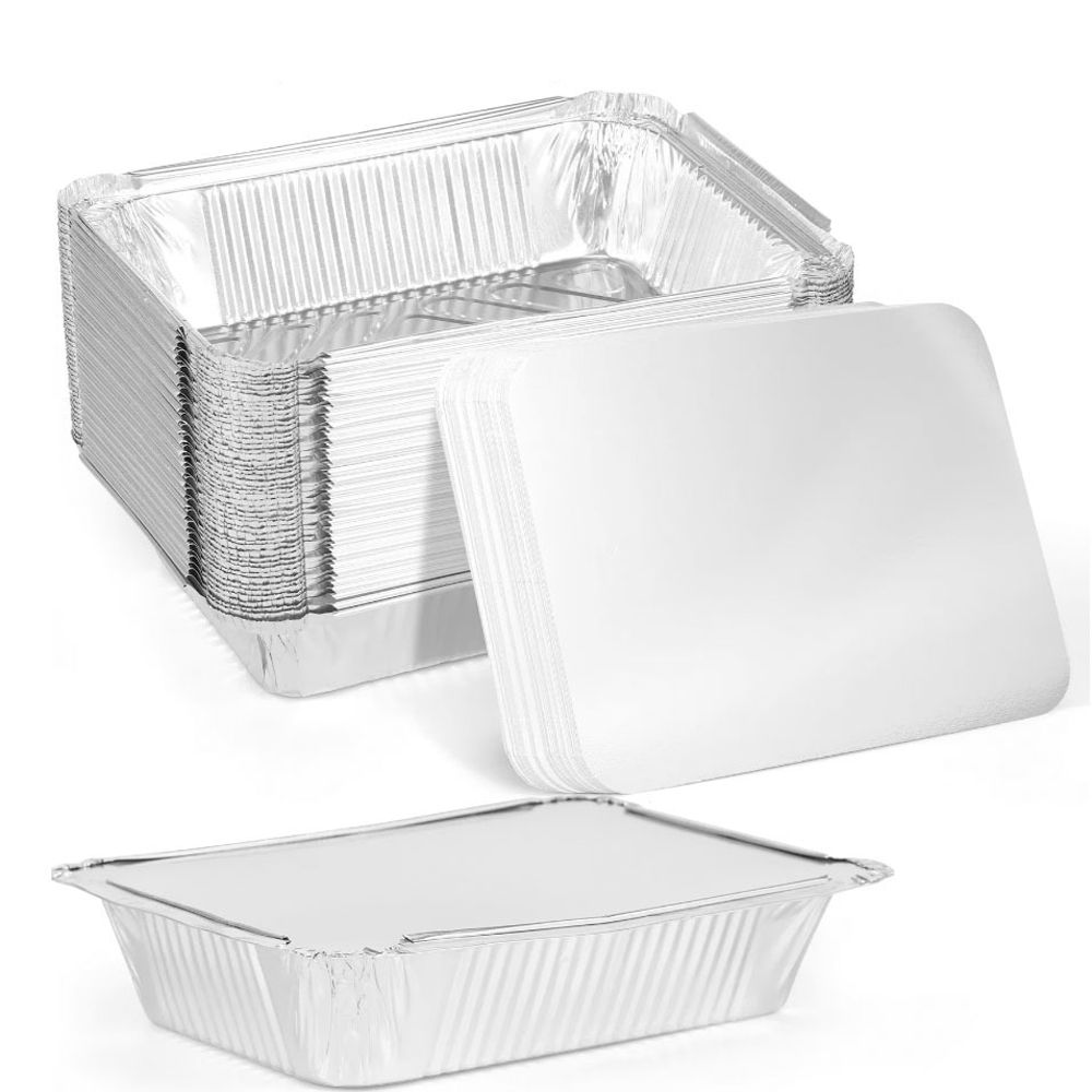 10 個新蓋付きアルミ箔トレイ正方形ノンスティック箔食品容器 - Food Storage Aluminum のレビューと価格