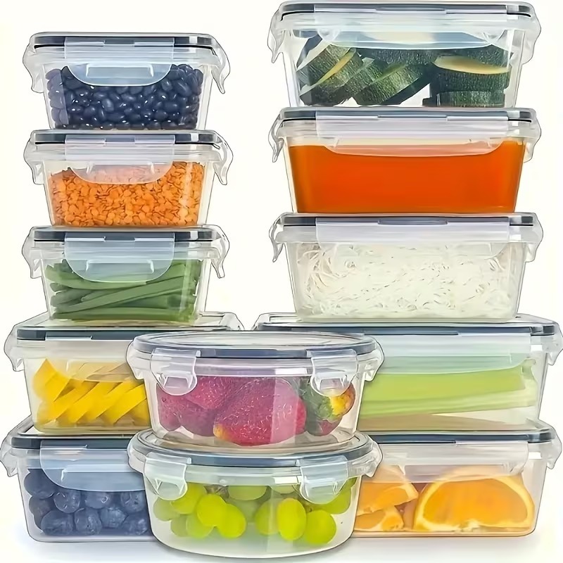 4個セット 透明食品保存容器 スナップ蓋付き、果物、野菜、パ - Food Storage Time のレビューと価格
