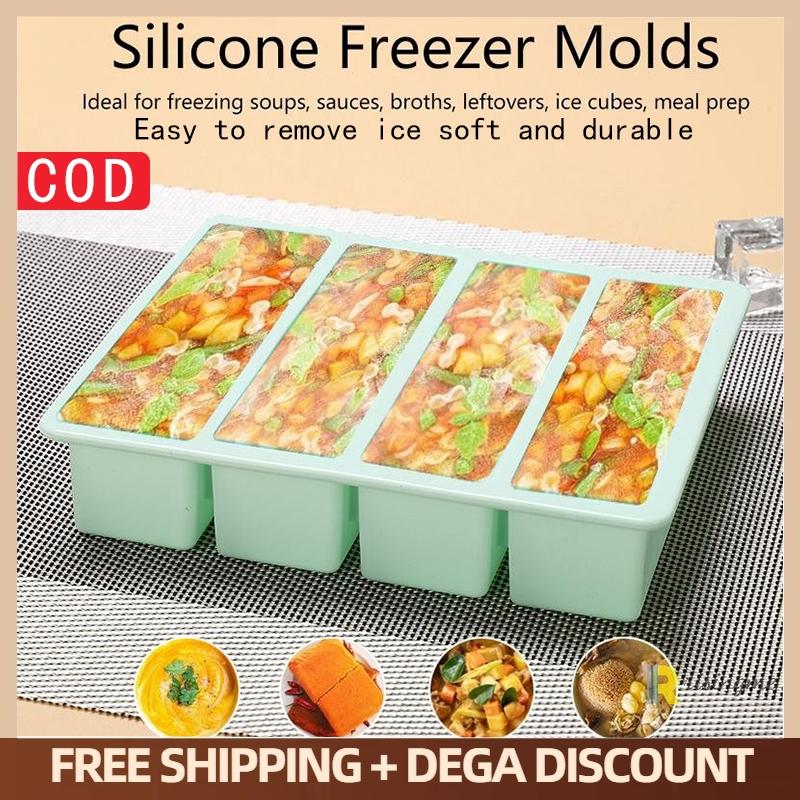 特大シリコン製フードトレイ（蓋付き）、4つの大きな型、家庭用 - Food Storage Box Large のレビューと価格