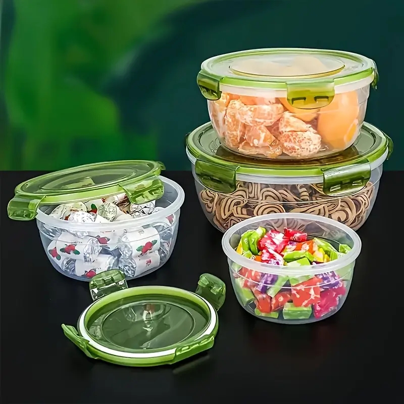 4つのプラスチック製食品保存容器、ランチボックス、食堂、キャ - Food Storage Time のレビューと価格