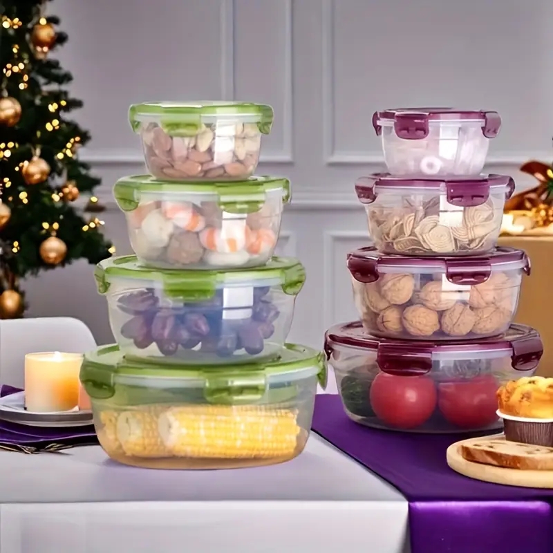 4つのプラスチック製食品保存容器、ランチボックス、食堂、キャ - Food Storage Time のレビューと価格