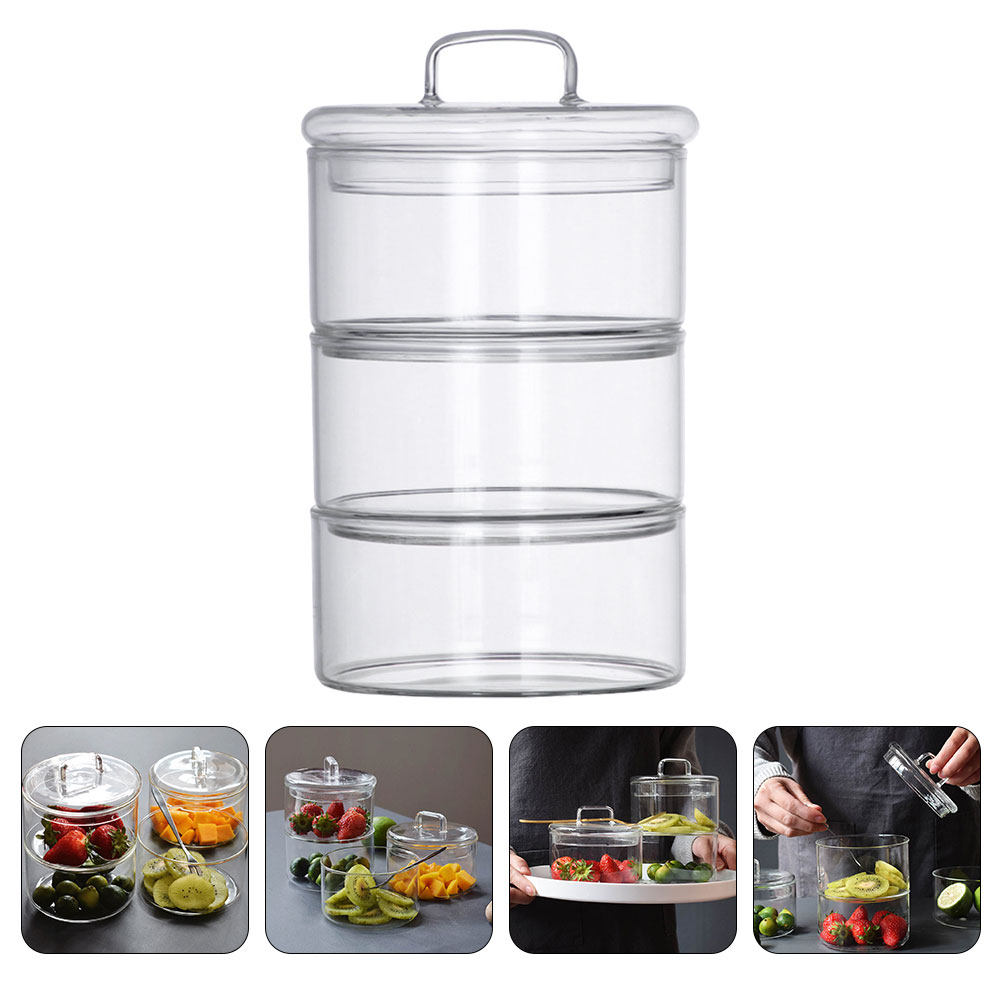 1セットクリアガラス保存容器サラダサービング容器積み重ね可能 - Food Storage Containers Glass のレビューと価格