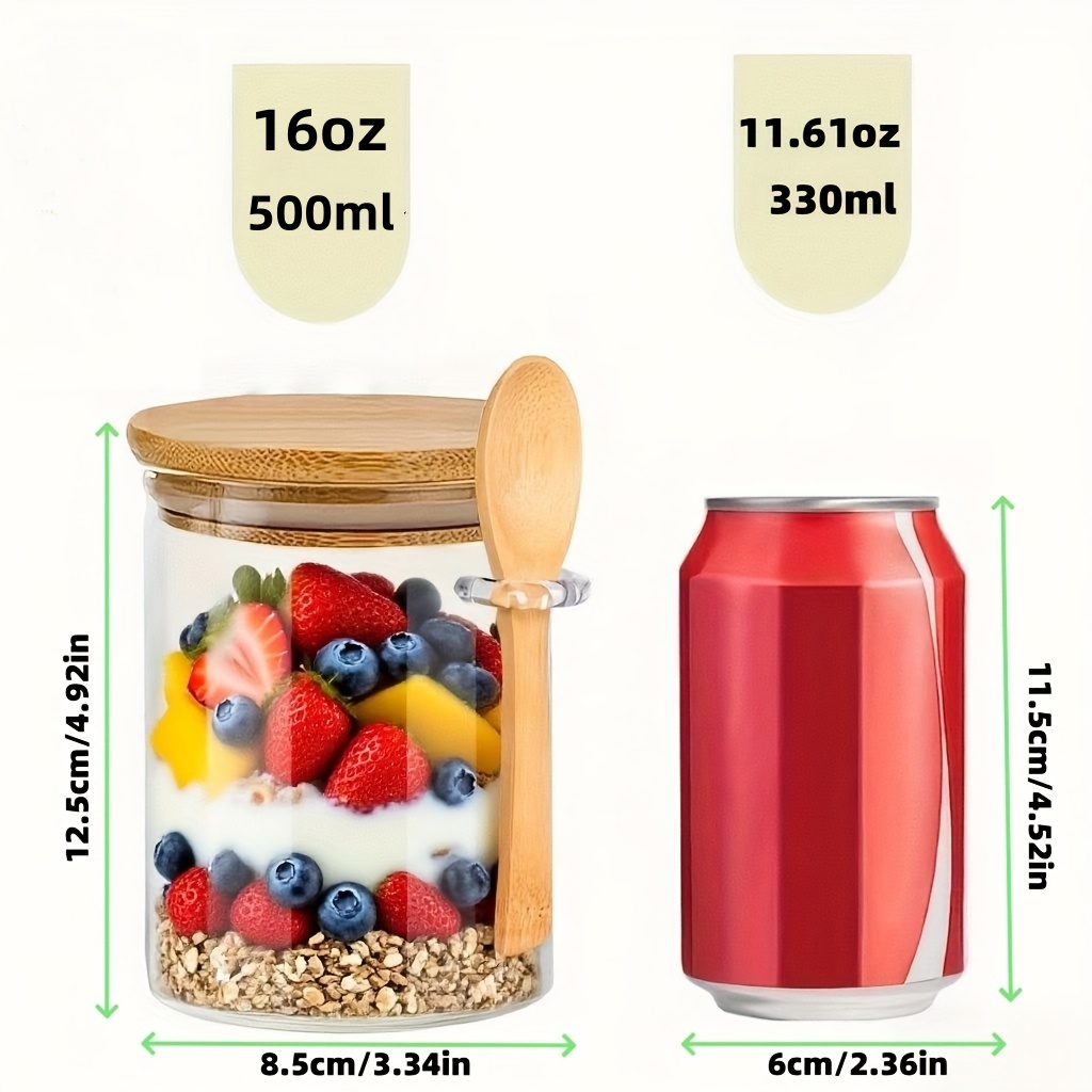 1/2/4/8個入りオートミールガラスカップセット、蓋とスプ - Food Storage Containers Glass のレビューと価格