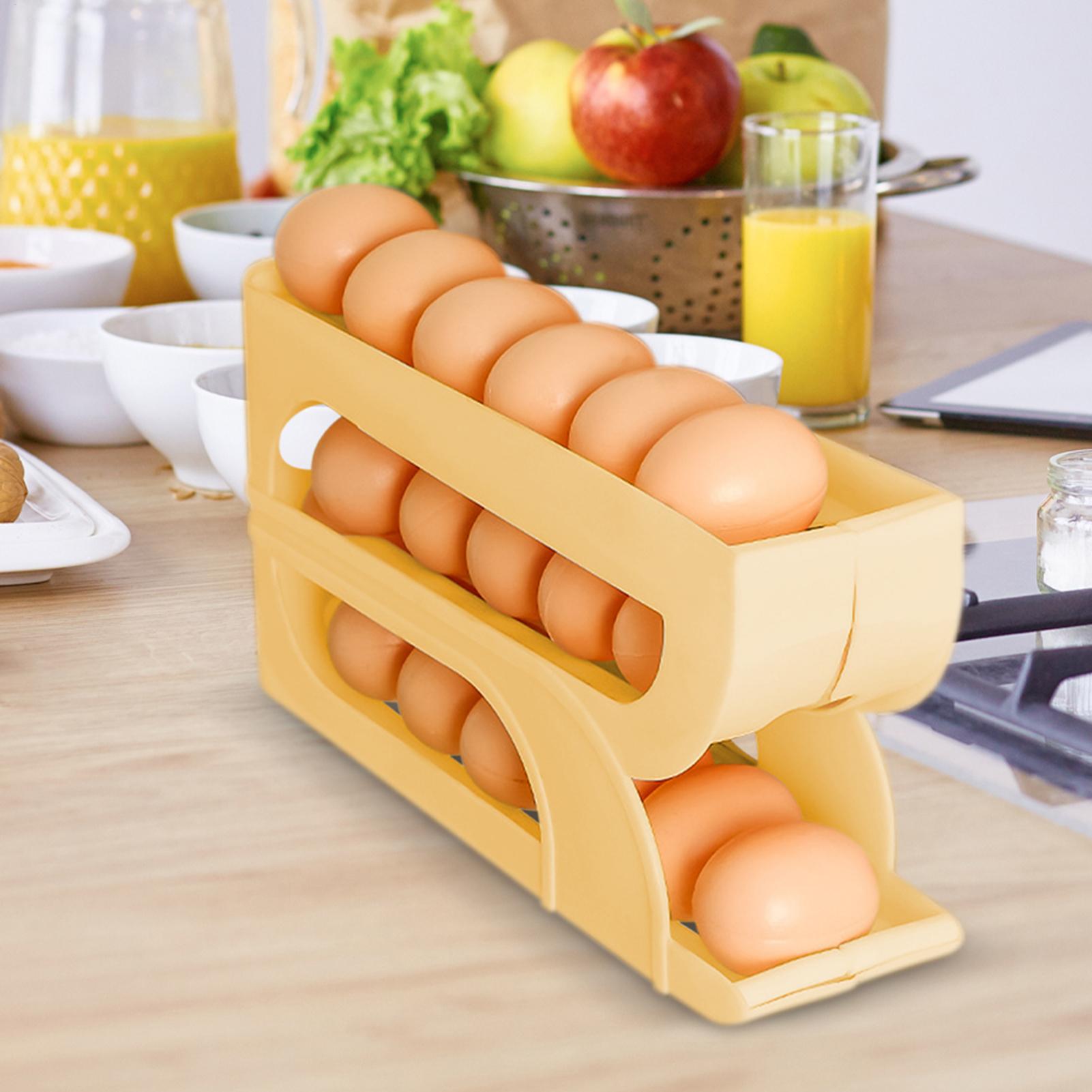 省スペース卵ホルダー、3段自動回転式卵オーガナイザー、キッチ - Food Storage Yellow のレビューと価格