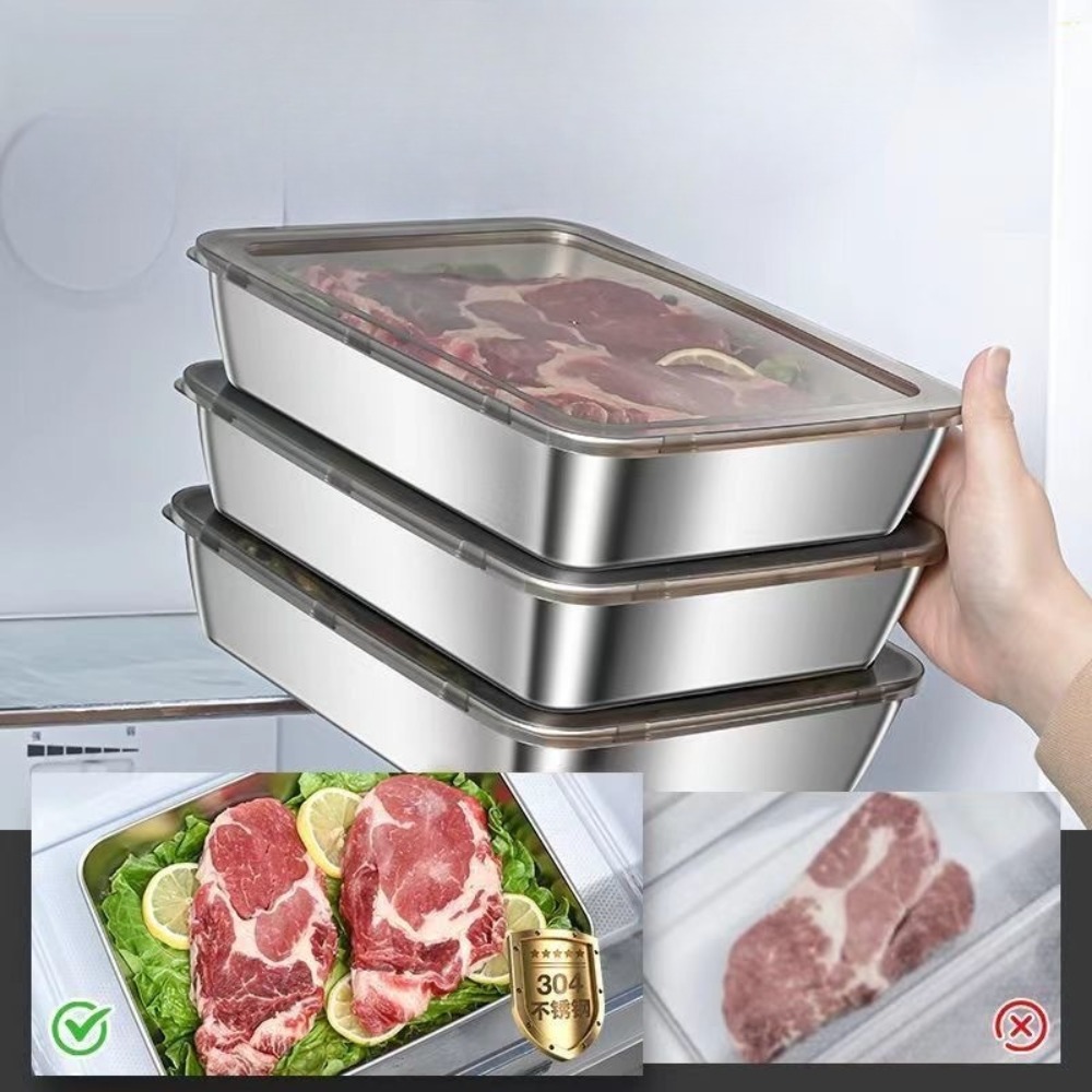 食品グレードのステンレス製サービングトレイ（蓋付き）、多目的 - Food Storage Time のレビューと価格