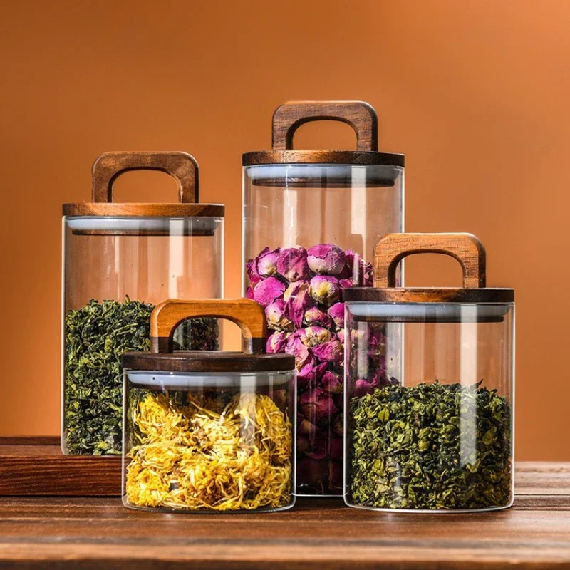 透明なガラス瓶 竹蓋付き 密封キャニスター 食品保存容器 ル - Food Storage Containers Glass のレビューと価格