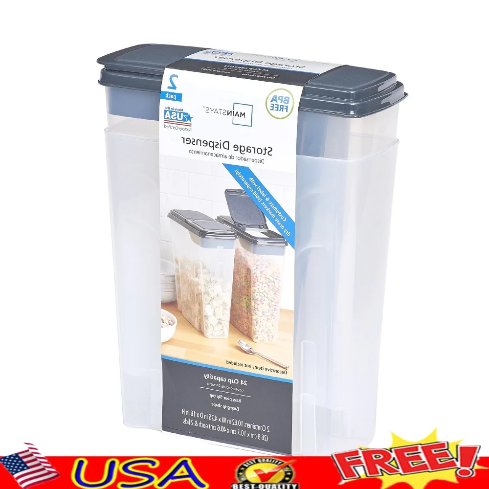2個パック プラスチック製シリアルディスペンサー容器 6クォ - Food Storage Quart Containers のレビューと価格