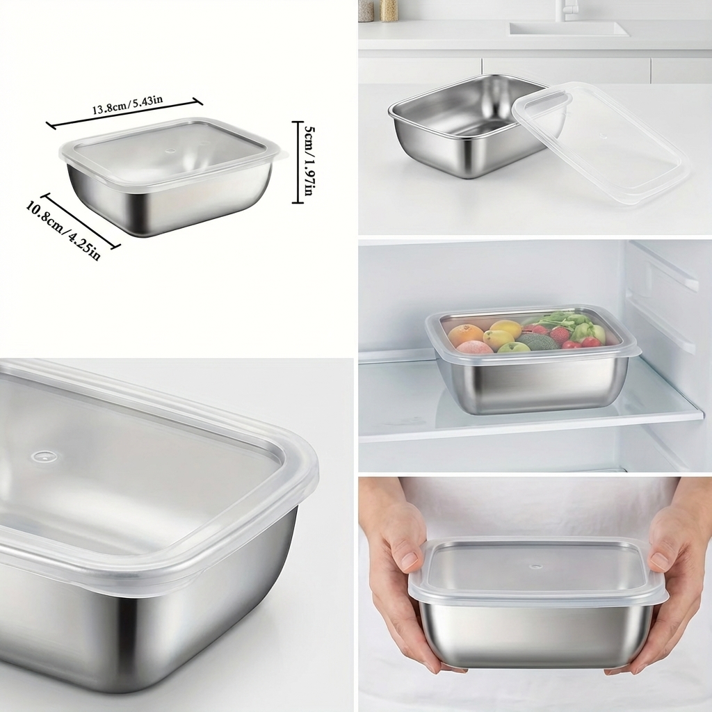 5個セット ステンレス製食品保存容器 積み重ね可能 ランチボ - Food Storage Prep Containers のレビューと価格