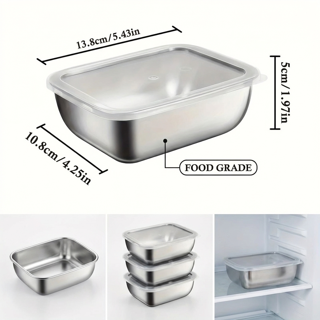 5個セット ステンレス製食品保存容器 積み重ね可能 ランチボ - Food Storage Prep Containers のレビューと価格