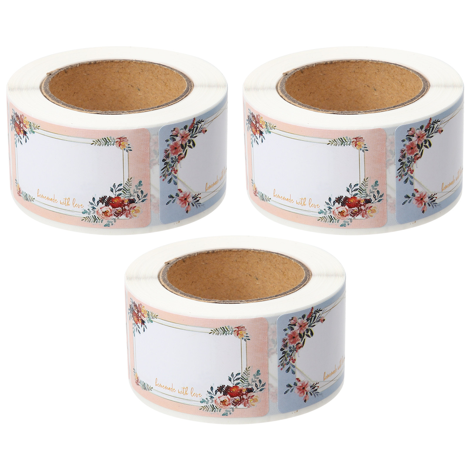 3ロール入り無地のネームラベルステッカー、花柄デザイン、ボト - Food Storage Labels のレビューと価格