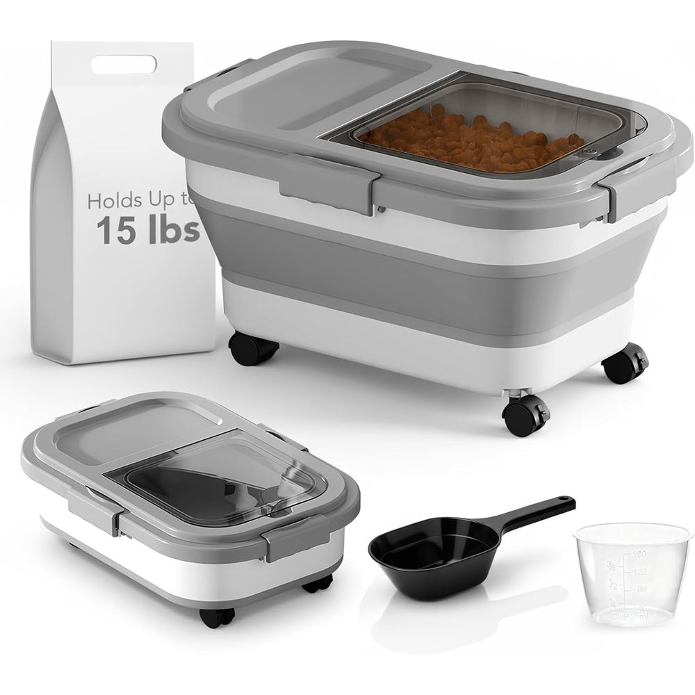 15ポンドの犬/猫用フード収納容器、折りたたみ式フード収納容 - Food Storage Pet のレビューと価格