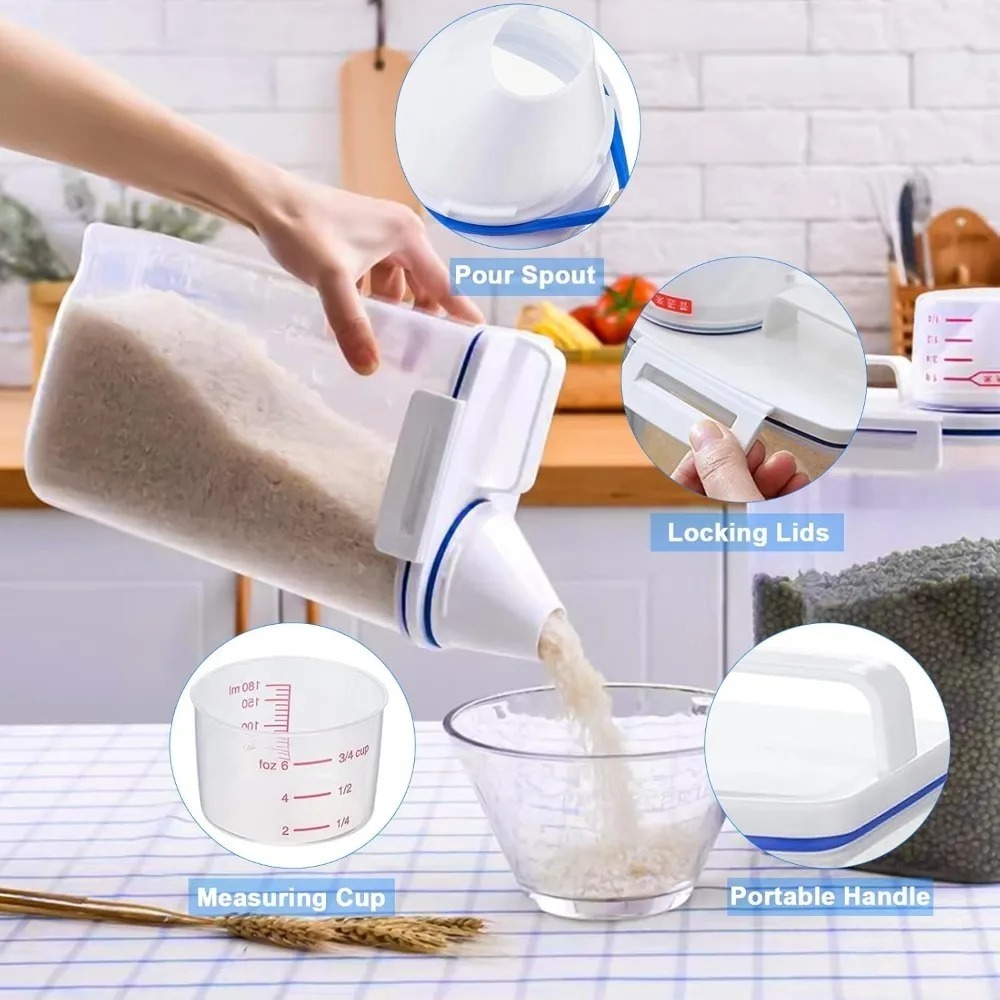 米乾物保存容器 BPAフリー 食品保存容器 プラスチック密封 - Food Storage Time のレビューと価格