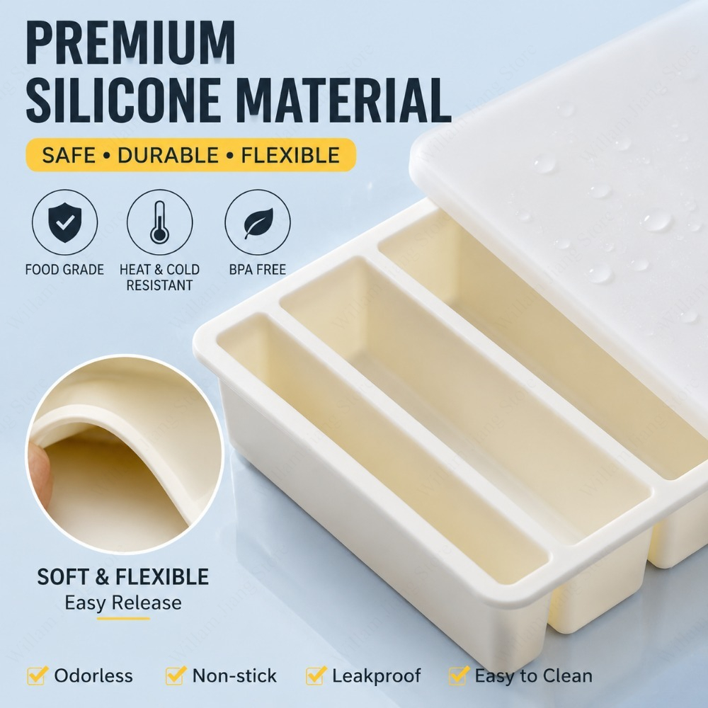 耐久性のあるシリコン製冷凍トレイ（蓋付き）、積み重ね可能な食 - Food Storage Home のレビューと価格