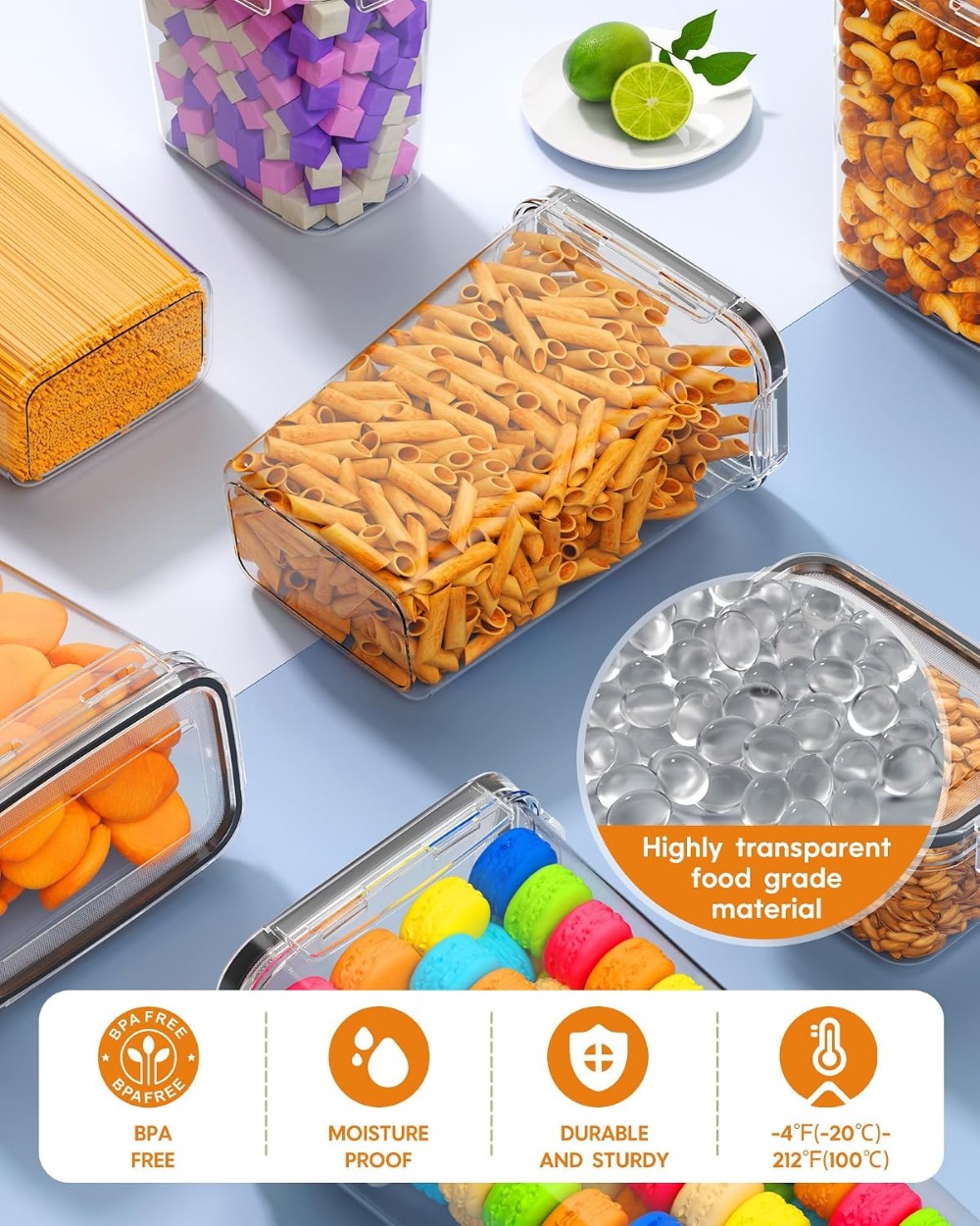 24個入り気密食品保存容器、蓋付き、BPAフリープラスチック - Food Storage Labels のレビューと価格